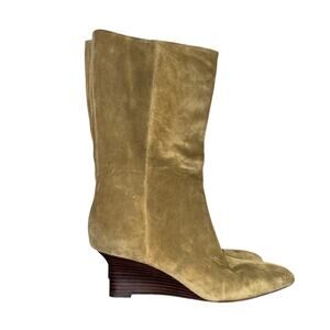 Vince Women’s Camel Suede Wedge Mid-Calf Boots Size 7.5